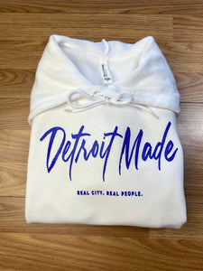 Clearance! - Unisex White & Blue Pullover Hoodie